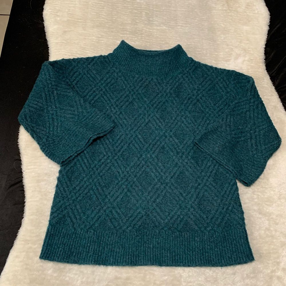 Soft Surroundings Teal Wool Blend Bell Flared Sleeves Knit Sweater Size‎ Medium
